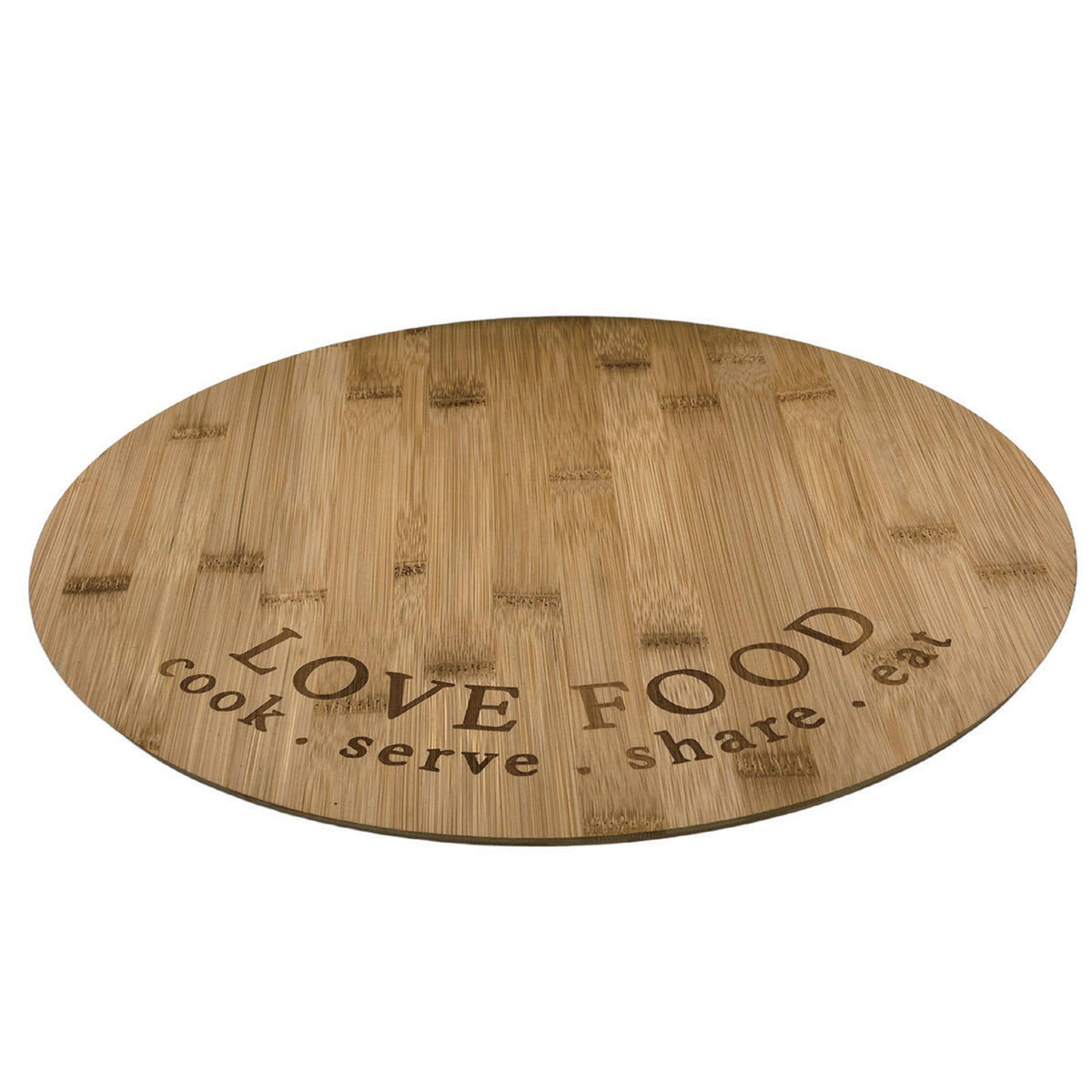Rotating Charcuterie Board with Love Food Engraved Wording