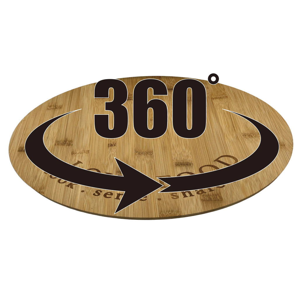 Rotating Charcuterie Board with Love Food Engraved Wording