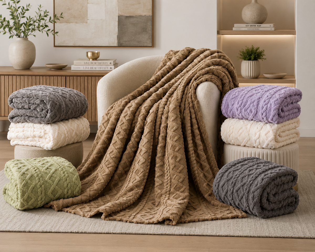 Soft Cable Knit Throw Blanket, 60" x 80"