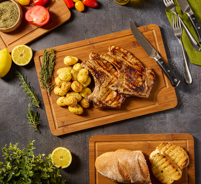 3-Piece Bamboo Cutting Board Set with Juice Grooves